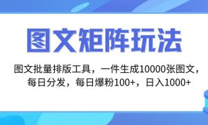 图文批量排版工具，矩阵玩法，一键生成10000张图，每日分发多个账号