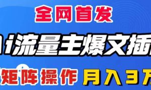 AI流量主爆文插件，只需一款插件全自动输出爆文，矩阵操作，月入3W＋