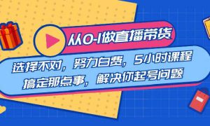 教您从0-1做直播带货：选择不对，努力白费，5小时课程搞定那点事，解决你起号问题