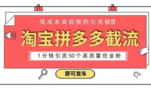 淘宝拼多多电商平台截流创业粉 只需要花上1分钱，长尾流量至少给你引流50粉