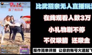 最近很火的无人直播“比武招亲”的一个玩法项目简单