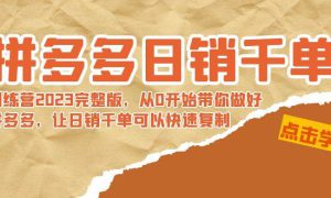 拼多多日销千单训练营2023完 拼多多日销千单训练营2023完整版，从0开始带你做好拼多多，让日销千单可以快速复制