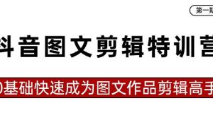 抖音图文剪辑特训营第一期，0基础快速成为图文作品剪辑高手（23节课）