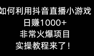 如何利用抖音直播小游戏日赚1000 ，非常火爆项目，实操教程来了！