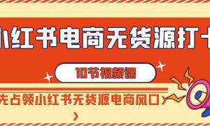 小红书电商-无货源打卡，抢先占领小红书无货源电商风口（10节课）