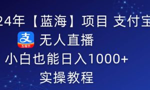 2024年【蓝海】项目 支付宝无人直播 小白也能日入1000   实操教程
