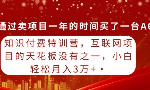 知识付费特训营，互联网项目的天花板，没有之一，小白轻轻松松月入三万