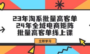 23年淘系批量高客单 24年全域电商矩阵，批量高客单线上课（109节课）