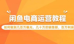 闲鱼电商运营教程：如何做到几百万曝光，几十万的销售额，百万利润