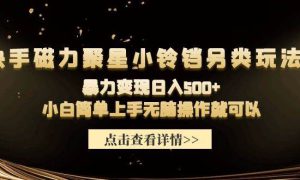 快手磁力聚星小铃铛另类玩法，暴力变现日入500 小白简单上手无脑操作就可以