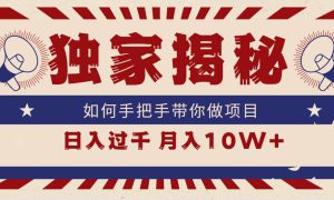 独家揭秘，如何手把手带你做项目，日入上千，月入10W