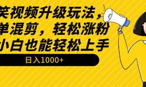 搞笑视频升级玩法，简单混剪，轻松涨粉，小白也能上手，日入1000 教程 素材