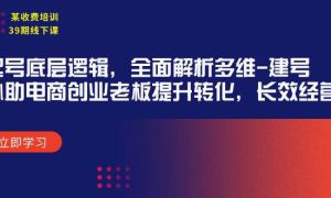 某收费培训39期线下课：起号底层逻辑，全面解析多维 建号，协助电商创业…