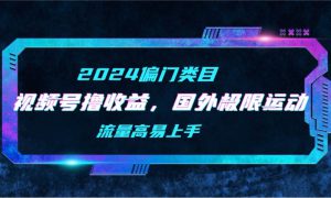 【2024偏门类目】视频号撸收益，二创国外极限运动视频锦集，流量高易上手