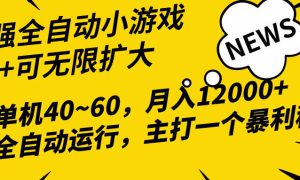 2024最新全网独家小游戏全自动，单机40~60,稳定躺赚，小白都能月入过万