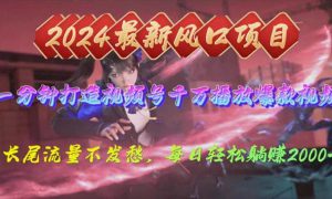 2024年新风口，视频号分成2.0计划，多种玩法打爆视频号，每日轻松2000