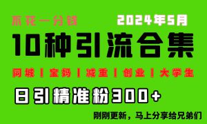 0投入，每天搞300 “同城、宝妈、减重、创业、大学生”等10大流量！