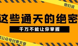 某公众号付费文章《他们说 “ 这些通天的绝密，千万不能让你掌握! ”》