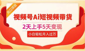 2天上手5天变现视频号Ai短视频带货0粉丝0基础小白轻松月入过万