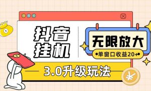 抖音挂机3.0玩法   单窗20-50可放大  支持电脑版本和模拟器（附无限注…