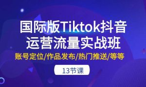 国际版Tiktok抖音运营流量实战班：账号定位/作品发布/热门推送/等等-13节