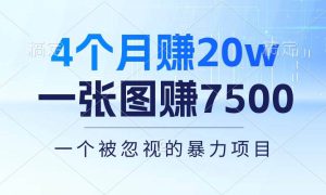 4个月赚20万！一张图赚7500！多种变现方式，一个被忽视的暴力项目