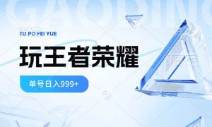 2024蓝海项目.打王者荣耀赚米，一个账号单日收入999 ，福利项目