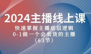 2024主播线上课，快速掌握主播底层逻辑，0-1做一个会卖货的主播（63节课）