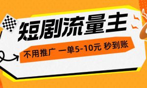 短剧流量主，不用推广，一单1-5元，一个小时200 秒到账