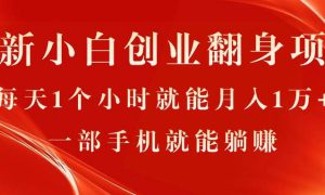 最新小白创业翻身项目，每天1个小时就能月入1万 ，0门槛，一部手机就能…