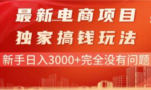 最新电商项目-搞钱玩法，新手日入3000 完全没有问题