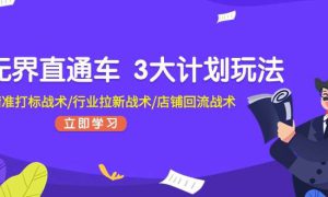 无界直通车 3大计划玩法，精准打标战术/行业拉新战术/店铺回流战术