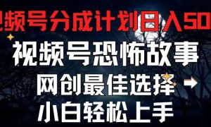 2024最新视频号分成计划，每天5分钟轻松月入500 ，恐怖故事赛道,