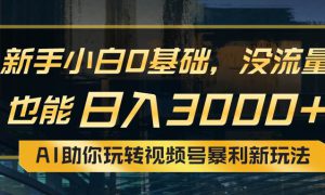 小白0基础，没流量也能日入3000 ：AI助你玩转视频号暴利新玩法