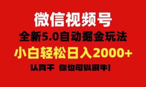 微信视频号变现，5.0全新自动掘金玩法，日入利润2000 有手就行