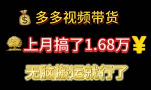 多多视频带货：上月搞了1.68万，无脑搬运就行了