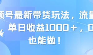 视频号最新带货玩法，流量爆炸，单日收益1000＋，0粉也能做！