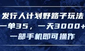 发行人计划野路子玩法，一单35，一天3000 ，一部手机即可操作