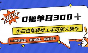 全程0撸，单日300 ，小白也能轻松上手可放大操作