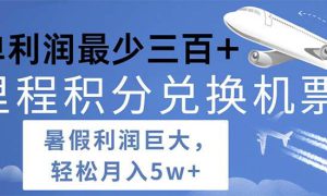 2024暑假利润空间巨大的里程积分兑换机票项目，每一单利润最少500