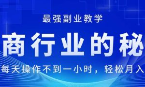 电商行业的秘密，新手每天操作不到一小时，月入过万轻轻松松，最强副业…