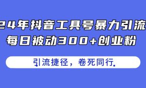 24年抖音工具号暴力引流，每日被动300 创业粉，创业粉捷径，卷死同行