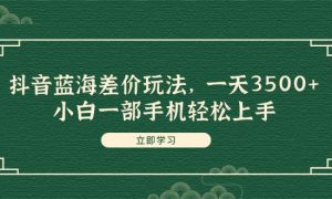 抖音蓝海差价玩法，一天3500 ，小白一部手机轻松上手