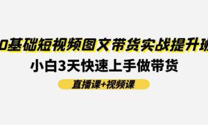 0基础短视频图文带货实战提升班(直播课 视频课)：小白3天快速上手做带货