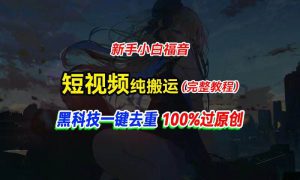 中视频计划纯搬运，黑科技一键去重过原创，新手小白福音，轻松日入大几百