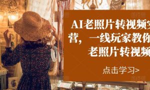 AI老照片转视频实操训练营，一线玩家教你AI老照片转视频