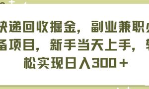 快递回收掘金，副业兼职必备项目，新手当天上手，轻松实现日入300＋