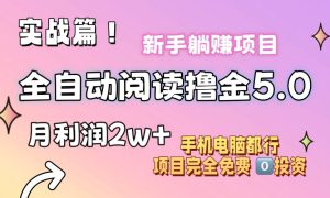 小说全自动阅读撸金5.0 操作简单 可批量操作 零门槛！小白无脑上手月入2w