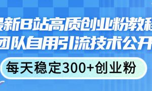 最新B站高质创业粉教程，团队自用引流技术公开