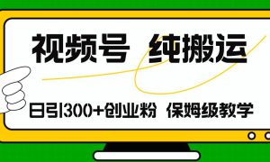 视频号纯搬运日引流300 创业粉，日入4000